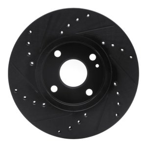 Mazda Miata Brake Rotor (1) - Front Right - R1 Concepts - Drilled & Slotted - Black - `94-`02